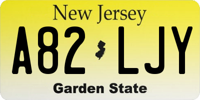 NJ license plate A82LJY