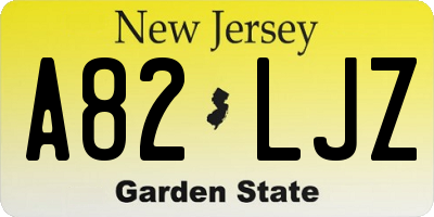 NJ license plate A82LJZ