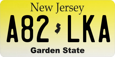 NJ license plate A82LKA