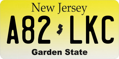 NJ license plate A82LKC