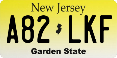 NJ license plate A82LKF