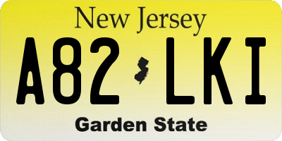 NJ license plate A82LKI