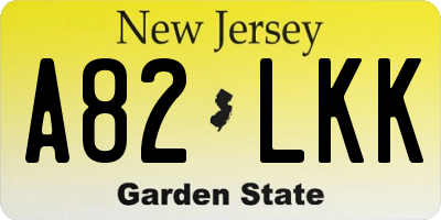 NJ license plate A82LKK