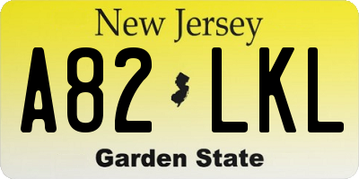 NJ license plate A82LKL