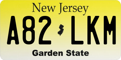 NJ license plate A82LKM