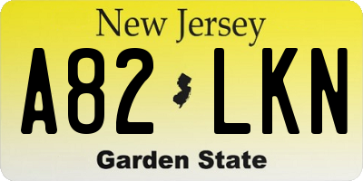 NJ license plate A82LKN