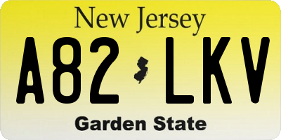 NJ license plate A82LKV