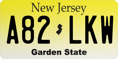 NJ license plate A82LKW