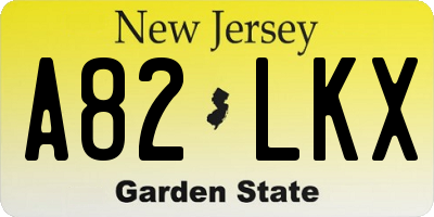 NJ license plate A82LKX