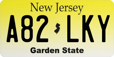NJ license plate A82LKY