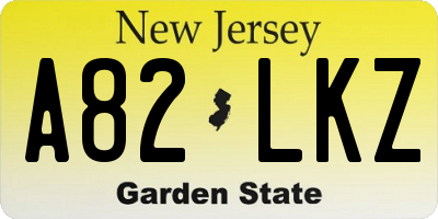 NJ license plate A82LKZ