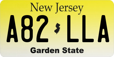 NJ license plate A82LLA