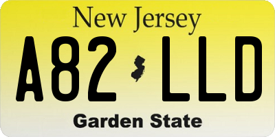 NJ license plate A82LLD