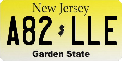 NJ license plate A82LLE