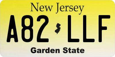 NJ license plate A82LLF
