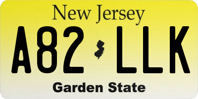 NJ license plate A82LLK
