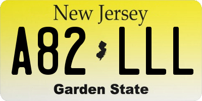 NJ license plate A82LLL