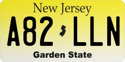NJ license plate A82LLN