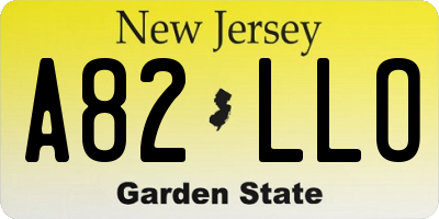 NJ license plate A82LLO