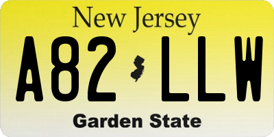 NJ license plate A82LLW