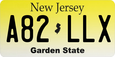NJ license plate A82LLX