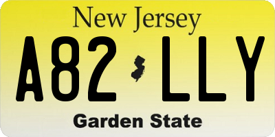 NJ license plate A82LLY