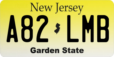 NJ license plate A82LMB