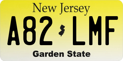 NJ license plate A82LMF