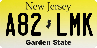 NJ license plate A82LMK