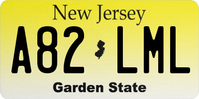 NJ license plate A82LML