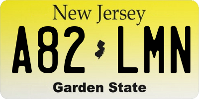 NJ license plate A82LMN