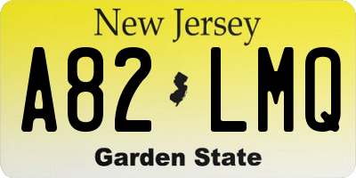 NJ license plate A82LMQ
