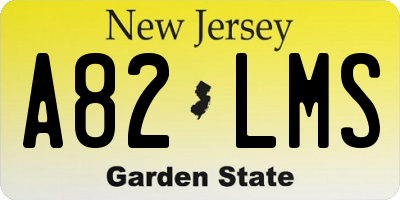 NJ license plate A82LMS