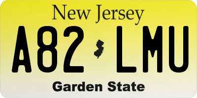 NJ license plate A82LMU