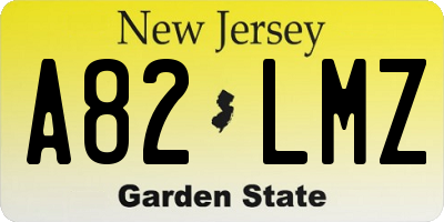 NJ license plate A82LMZ