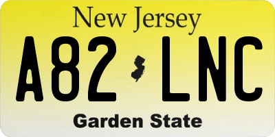 NJ license plate A82LNC