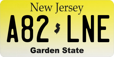 NJ license plate A82LNE