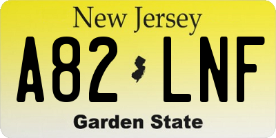 NJ license plate A82LNF
