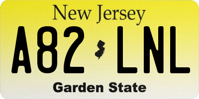 NJ license plate A82LNL