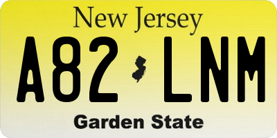 NJ license plate A82LNM
