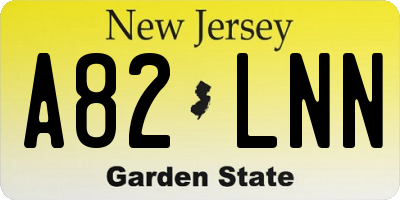 NJ license plate A82LNN