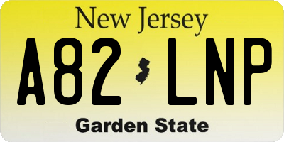 NJ license plate A82LNP