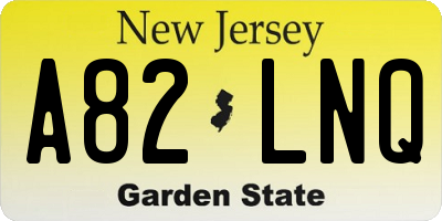 NJ license plate A82LNQ