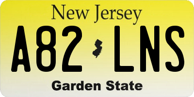 NJ license plate A82LNS