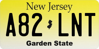 NJ license plate A82LNT