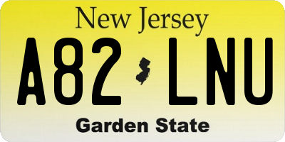 NJ license plate A82LNU