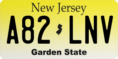 NJ license plate A82LNV