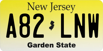 NJ license plate A82LNW