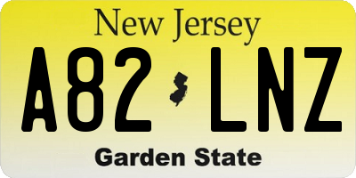 NJ license plate A82LNZ