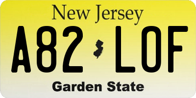 NJ license plate A82LOF